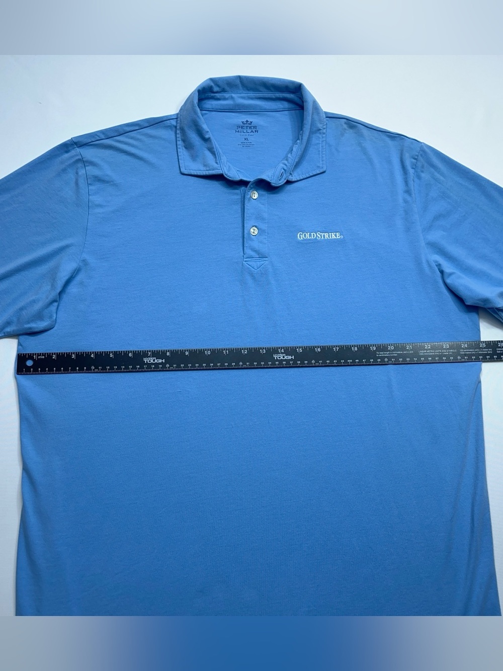 Peter Millar Seaside Wash Polo Shirt Mens Size XL Blue Crown Logo Goldstrike - Picture 7 of 13